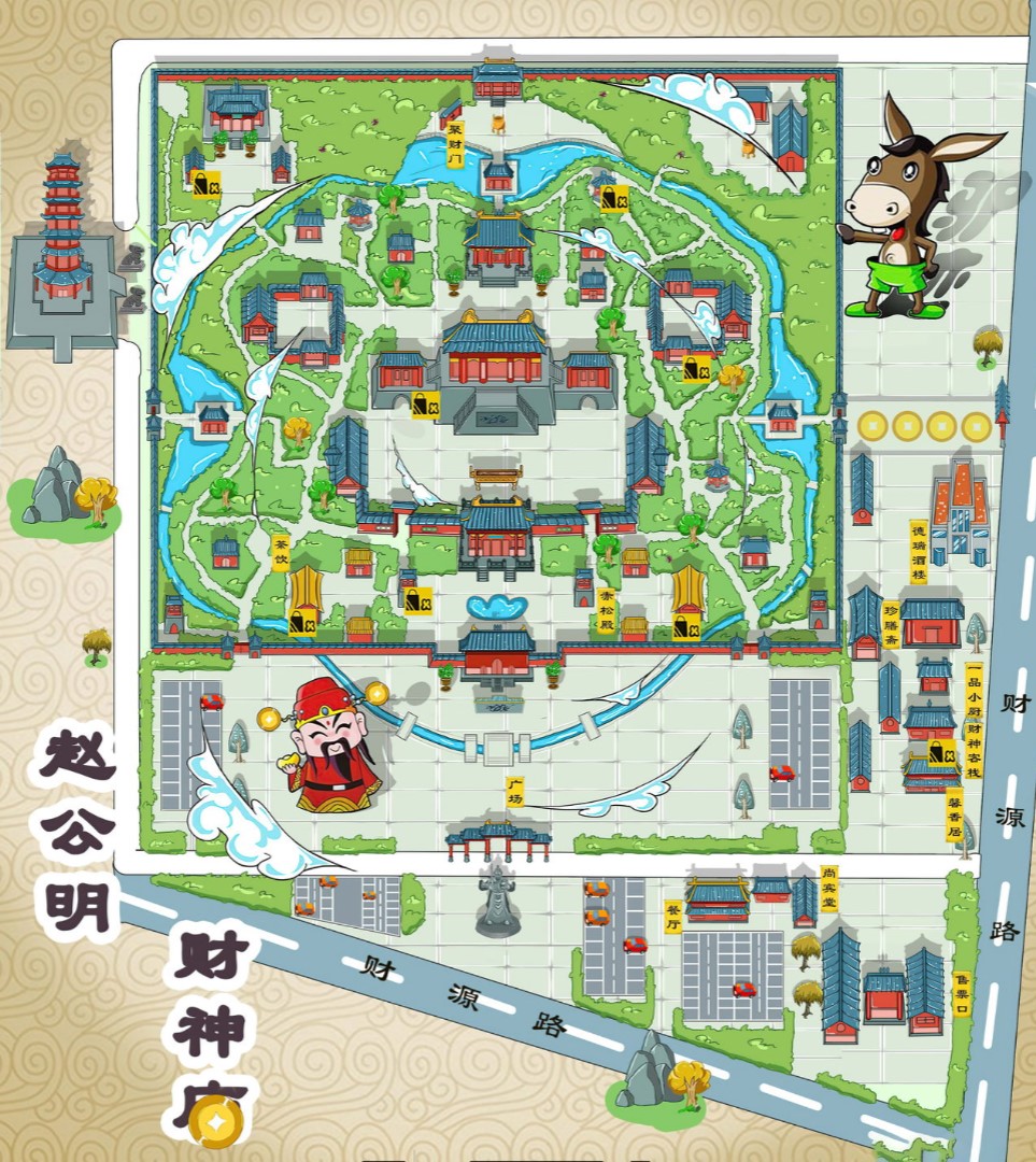 西乡寺庙类手绘地图